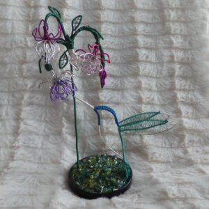 Hummingbird with Fuchsias