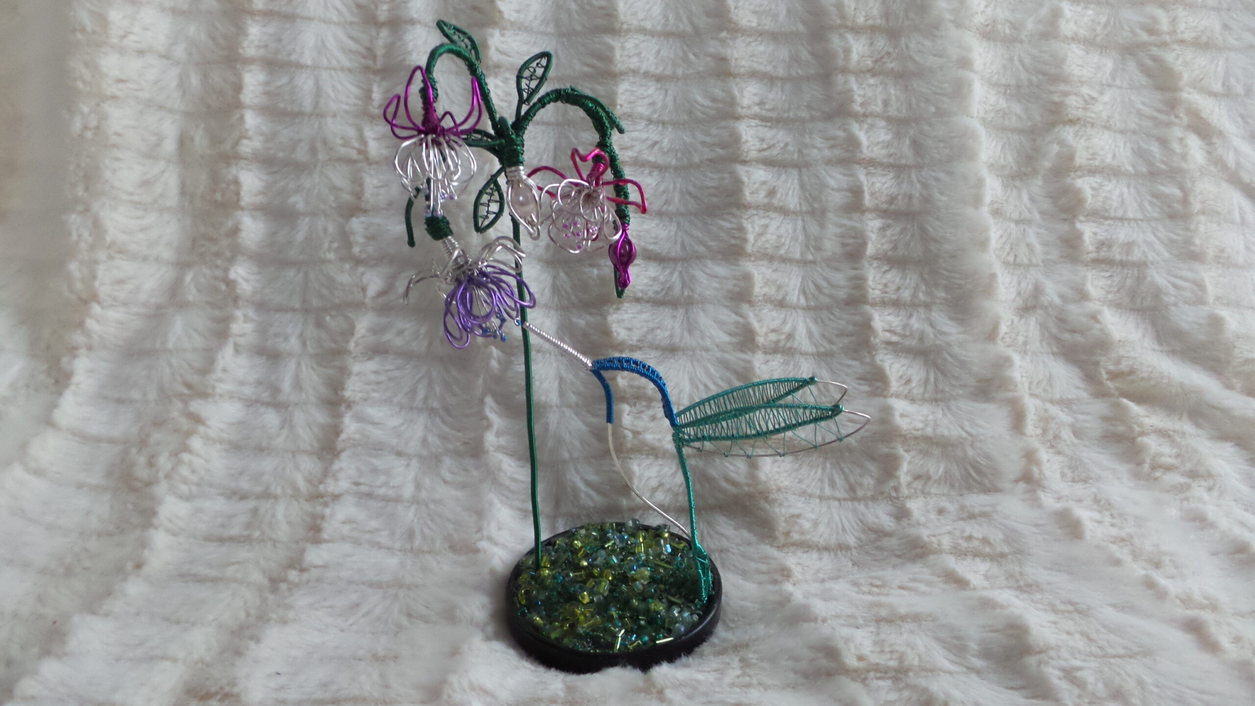 Hummingbird with Fuchsias